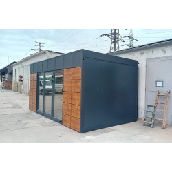 Kancelářský a obytný kontejner D18 s dřevěným obkladem